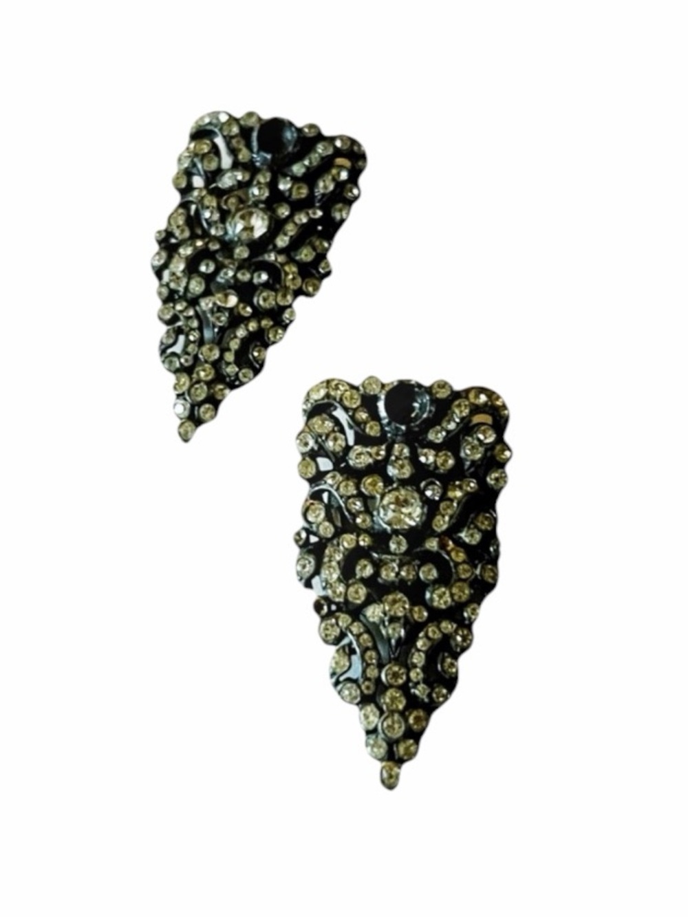 A rare Pair of Art Deco Marcasite Silver Tone Large  Dress Clips